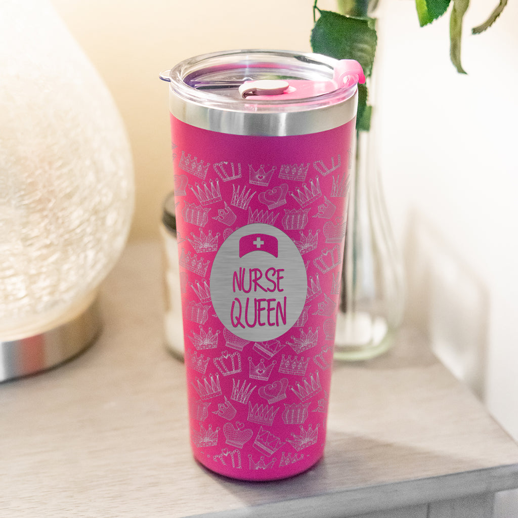 Colma Tumbler, Laser Engraved, 24 oz - Fuchsia - Lifestyle_Laser