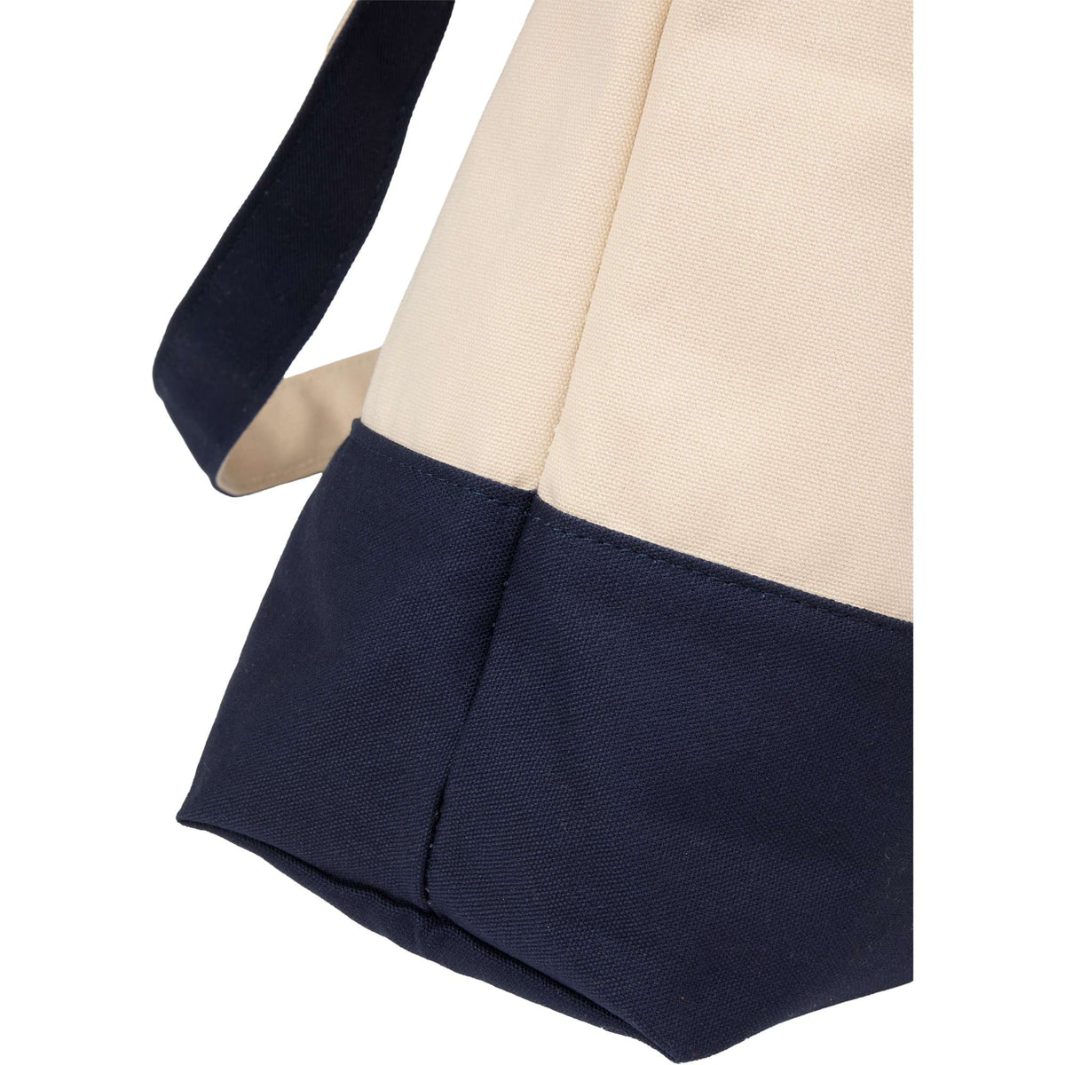 Color Accent Recycled Cotton Zippered Tote, 12 oz Full Color - Navy - Detail