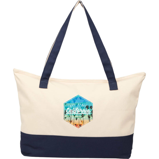 Color Accent Recycled Cotton Zippered Tote, 12 oz