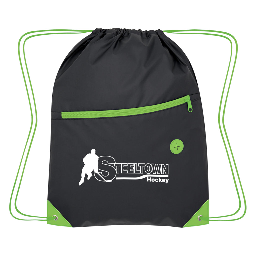 Color Pop Drawstring Bag, Recycled - Lime Green - Silk Screen