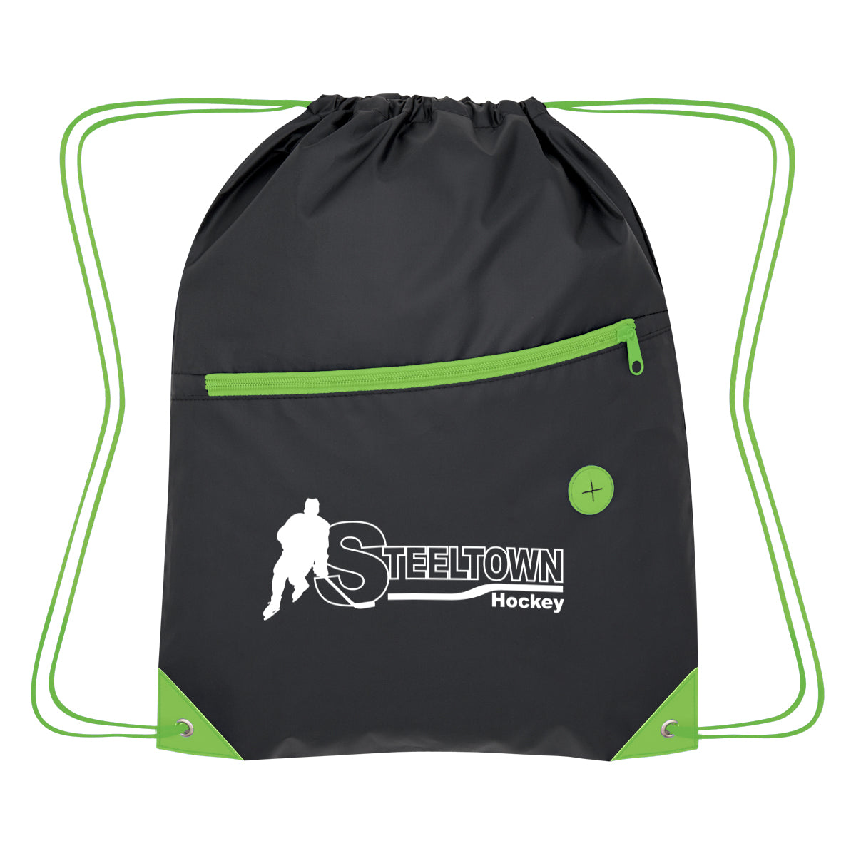 Color Pop Drawstring Bag, Recycled - Lime Green - Silk Screen