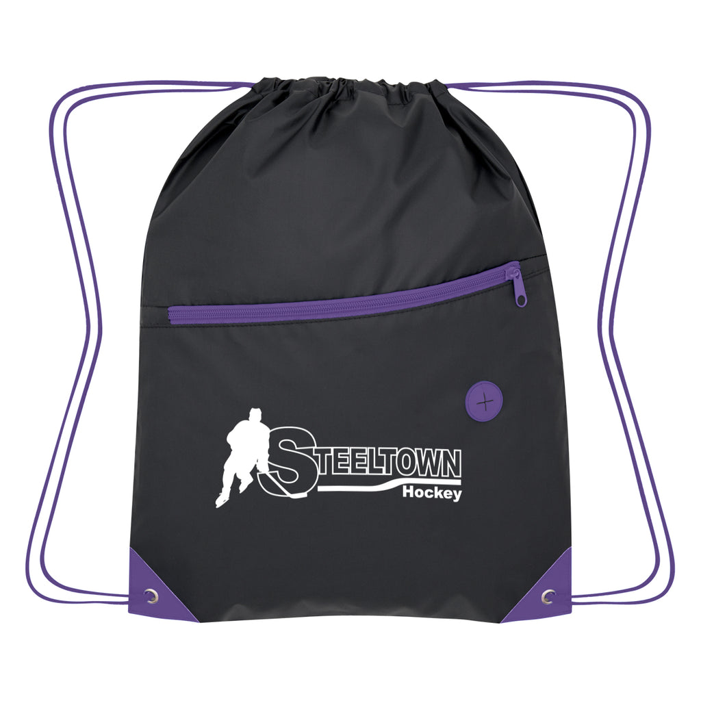 Color Pop Drawstring Bag, Recycled - Purple - Silk Screen