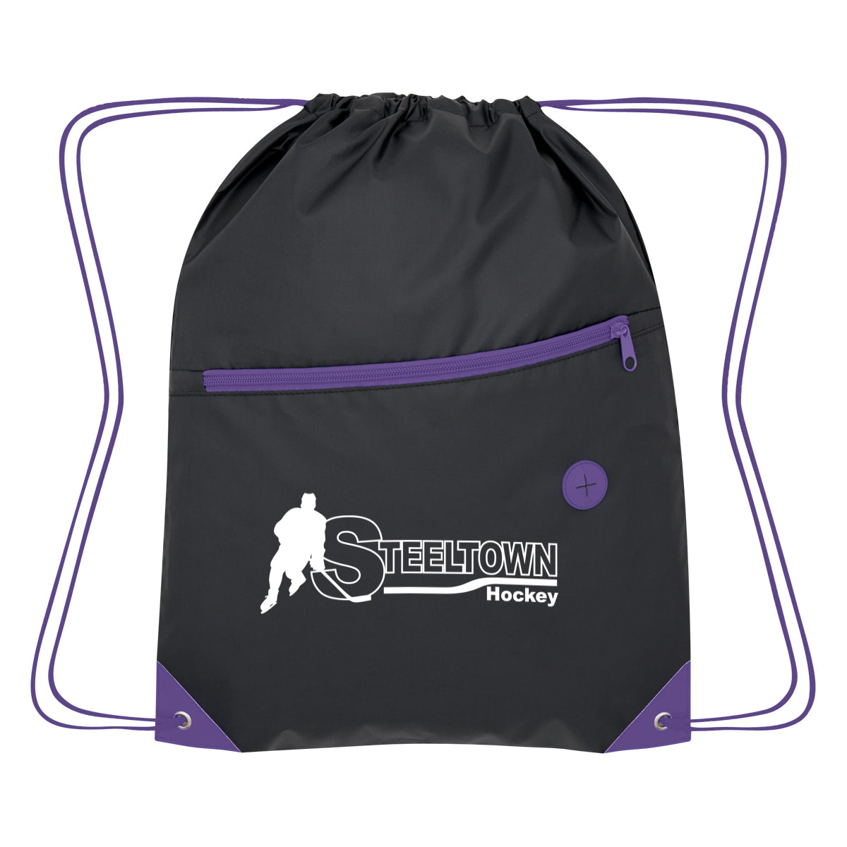 Color Pop Drawstring Bag, Recycled - Purple - Silk Screen