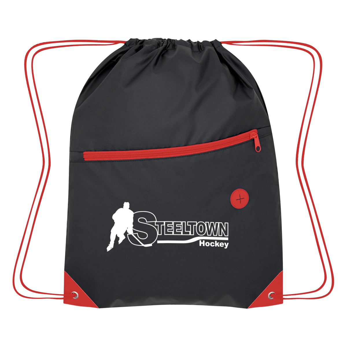 Color Pop Drawstring Bag, Recycled - Red - Silk Screen