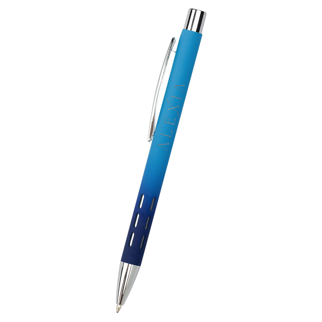 Color Story Pen in Recycled Aluminum - Light Blue With Blue - Laser Engraving
