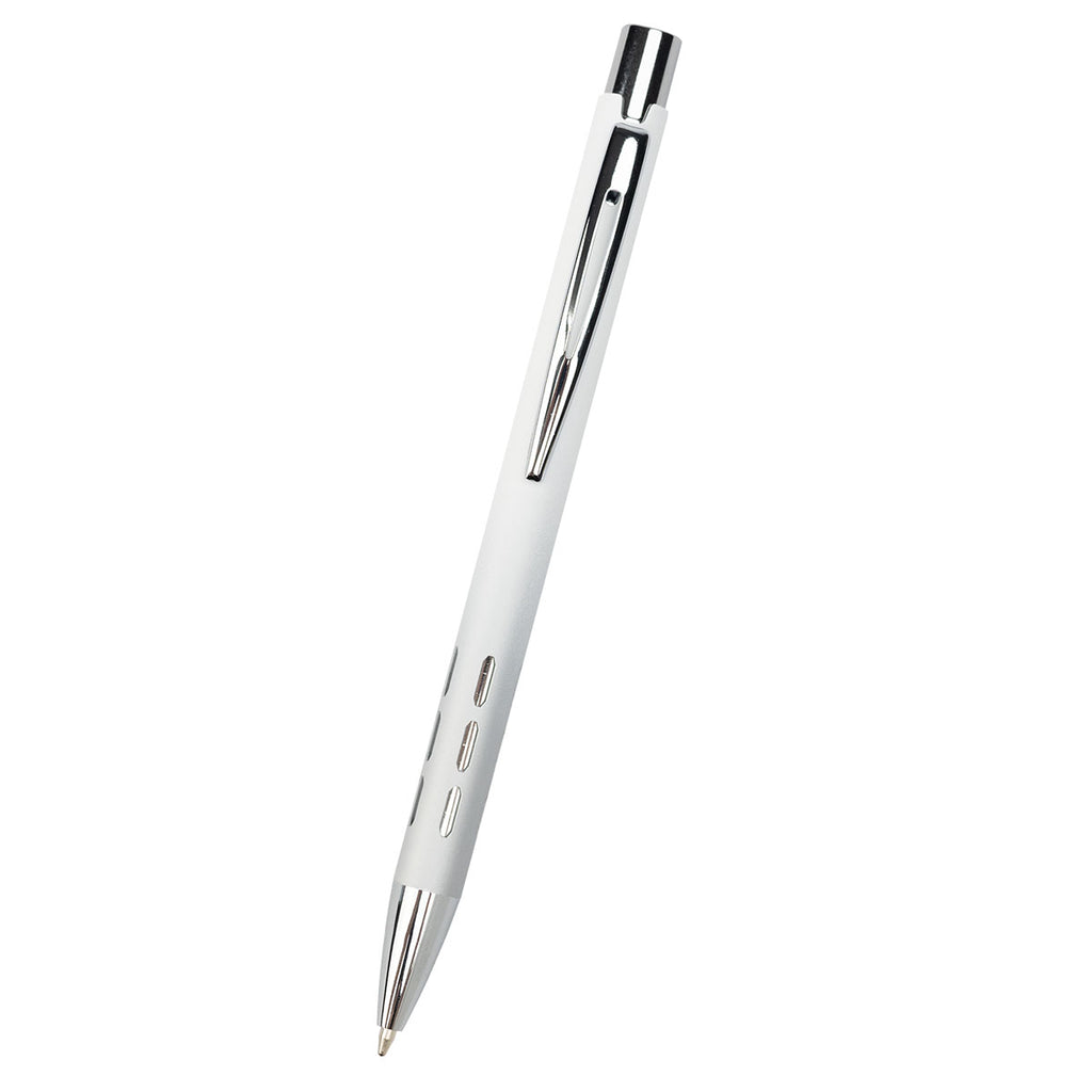 Color Story Pen in Recycled Aluminum - White with Silver - Front