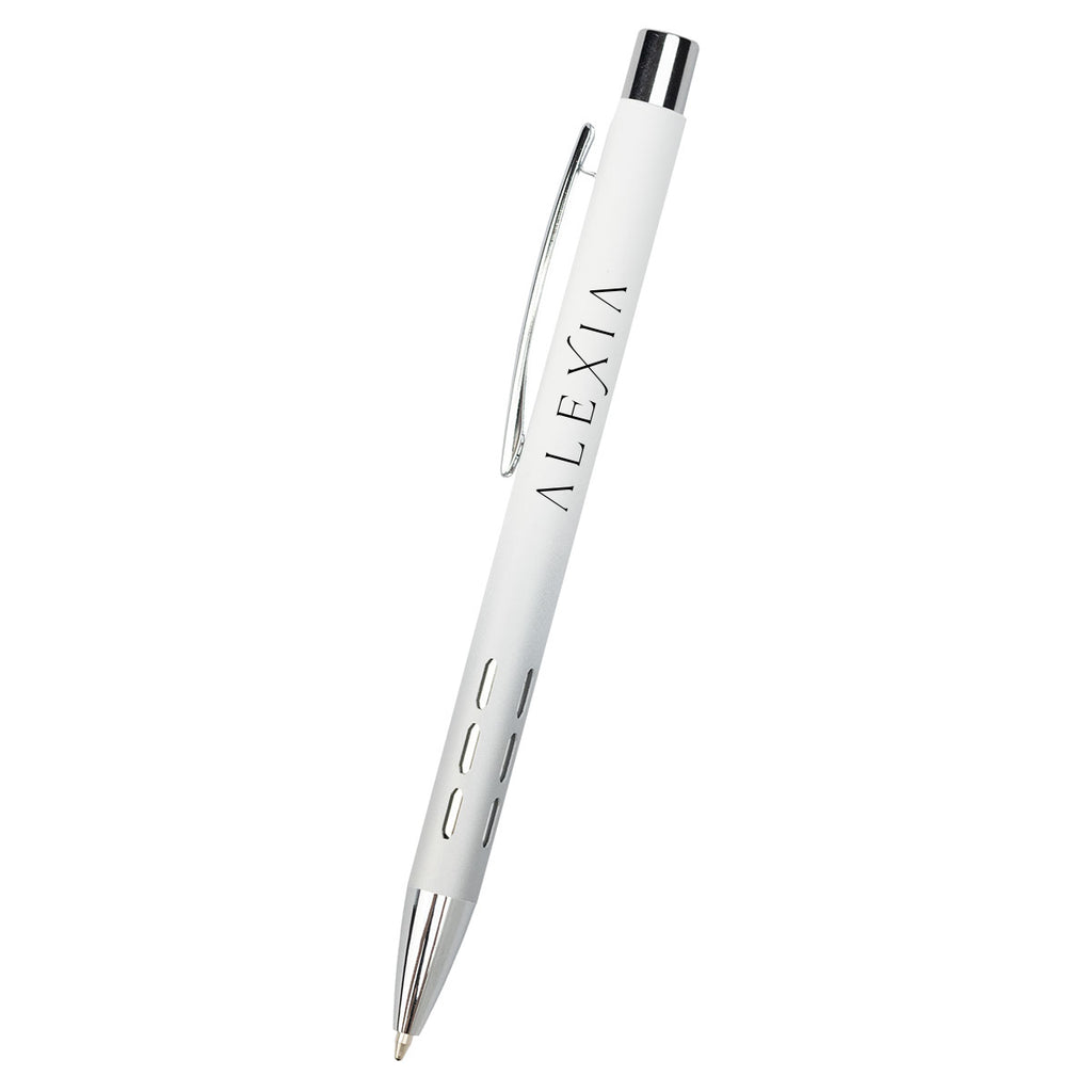 Color Story Pen in Recycled Aluminum - White with Silver - Silk Screen