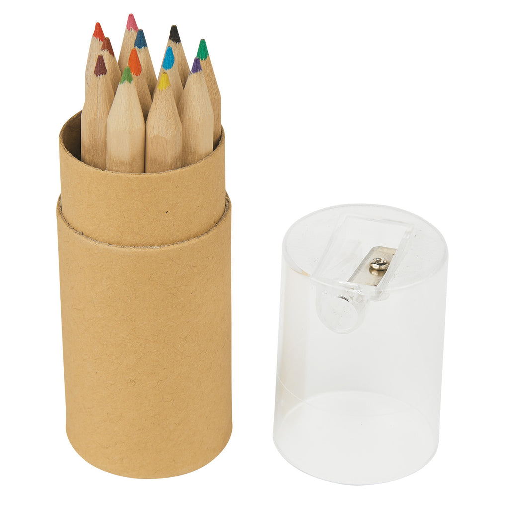 Colored Pencil Set in a Tube with Sharpener, 12 Piece - Open_Blank