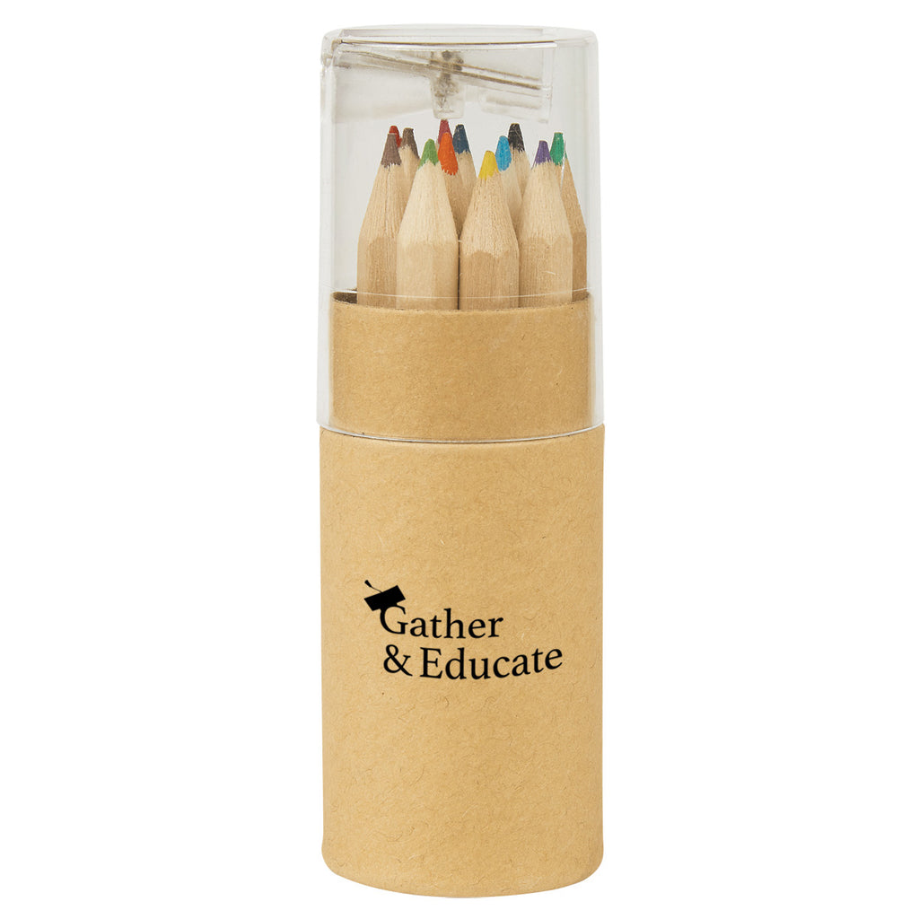 Colored Pencil Set in a Tube with Sharpener, 12 Piece - Pad Print