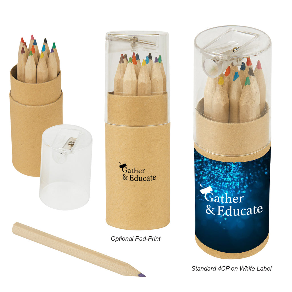 Colored Pencil Set in a Tube with Sharpener, 12 Piece
