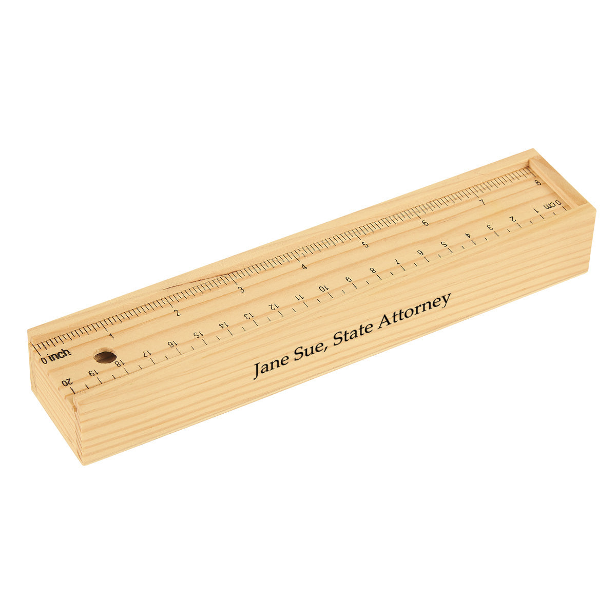 Colored Pencil Set in a Wooden Ruler Box, 12 Piece - Natural Wooden Box - Silk Screen