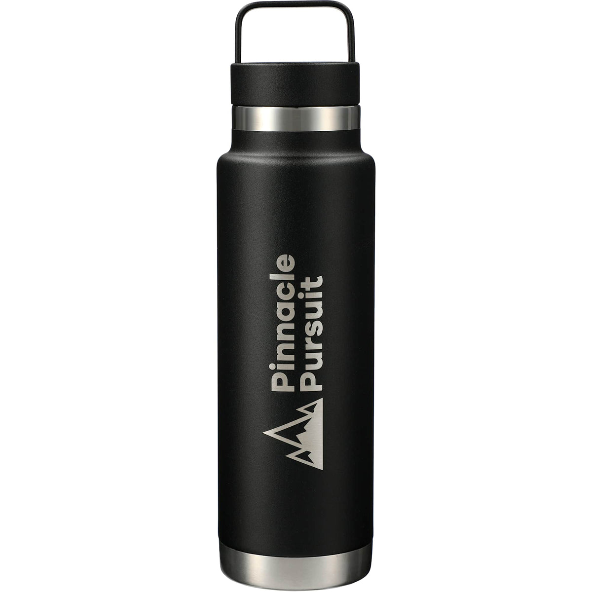 Colton Copper Insulated Bottle with Metal Handle, 20 oz Laser Engraving - Black - Front 2