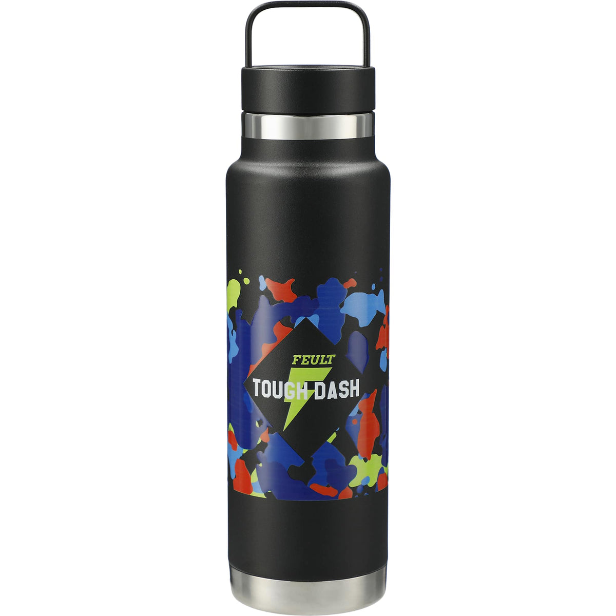 Colton Copper Insulated Bottle with Metal Handle, 20 oz Laser Engraving - Black - Front