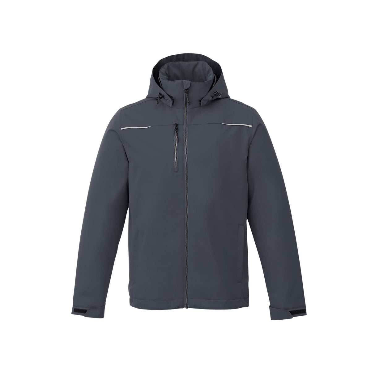 Colton Waterproof Jacket with Fleece Lining for Men Embroidery - Grey Storm - Front Flat