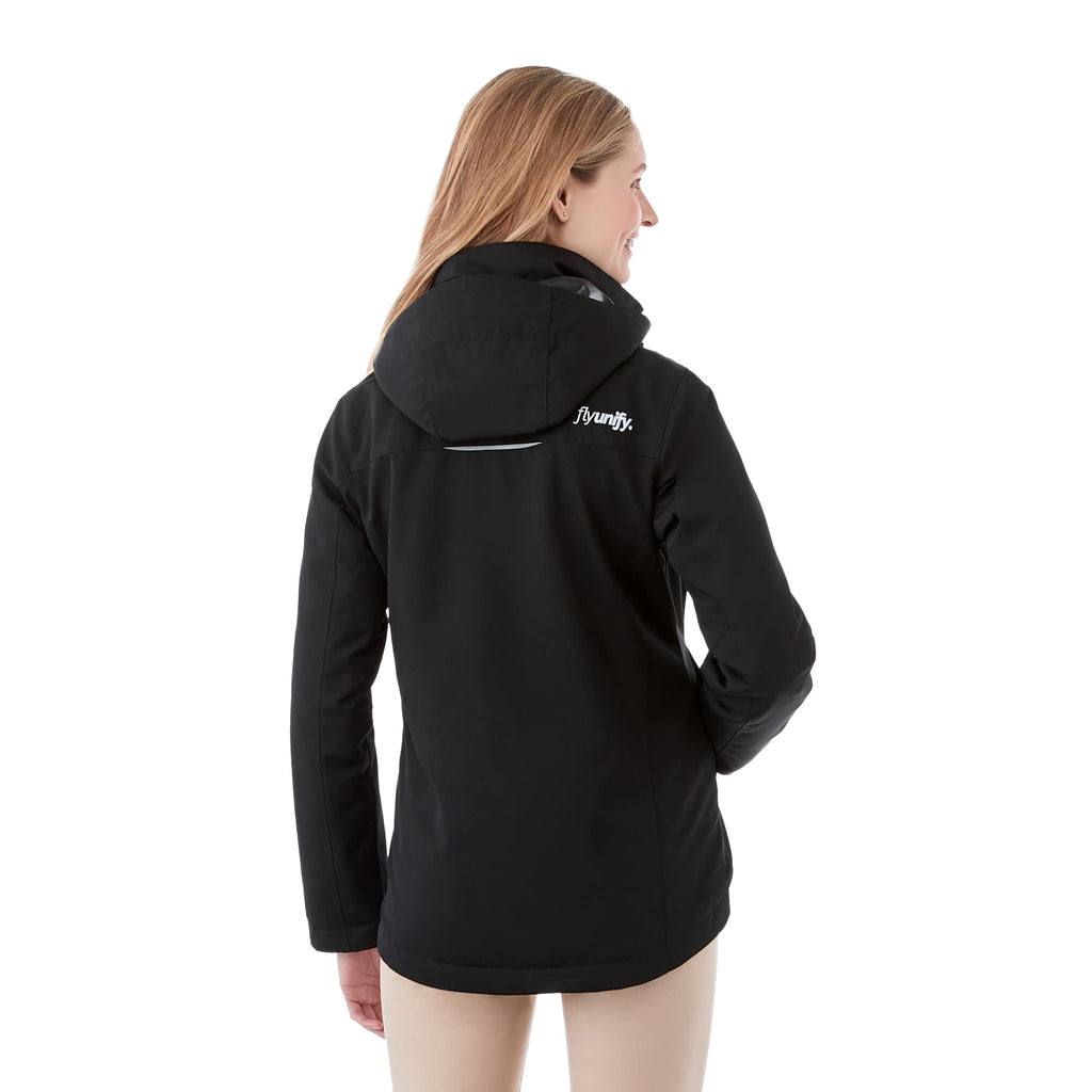 Colton Waterproof Jacket with Fleece Lining for Women Debossing - Black - Back Flat