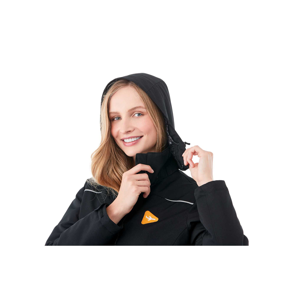 Colton Waterproof Jacket with Fleece Lining for Women Debossing - Black - Flat 2