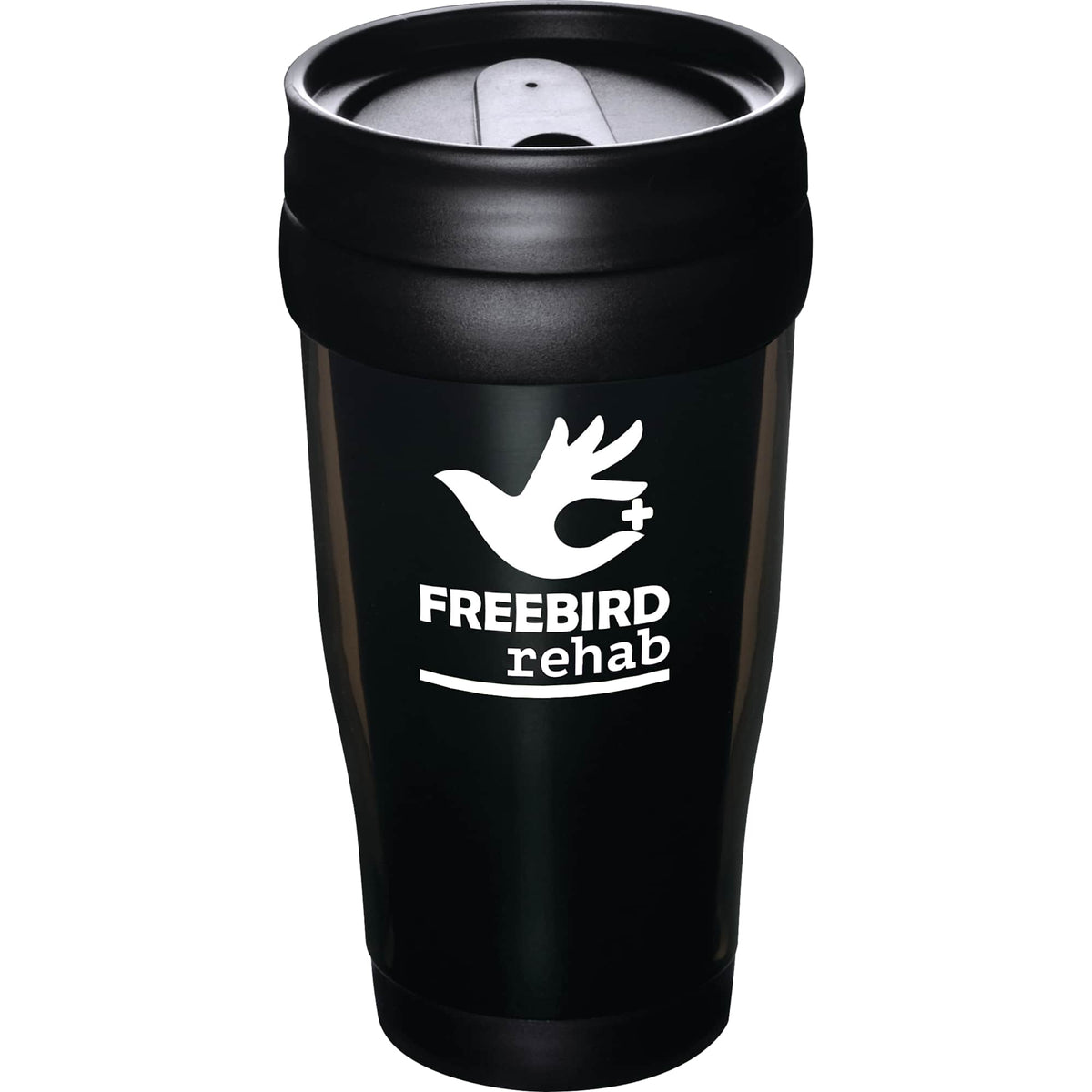 Columbia Double-Wall Plastic Tumbler, 16 oz - Transparent Black - Front