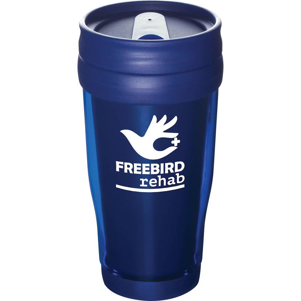 Columbia Double-Wall Plastic Tumbler, 16 oz - Transparent Blue - Front