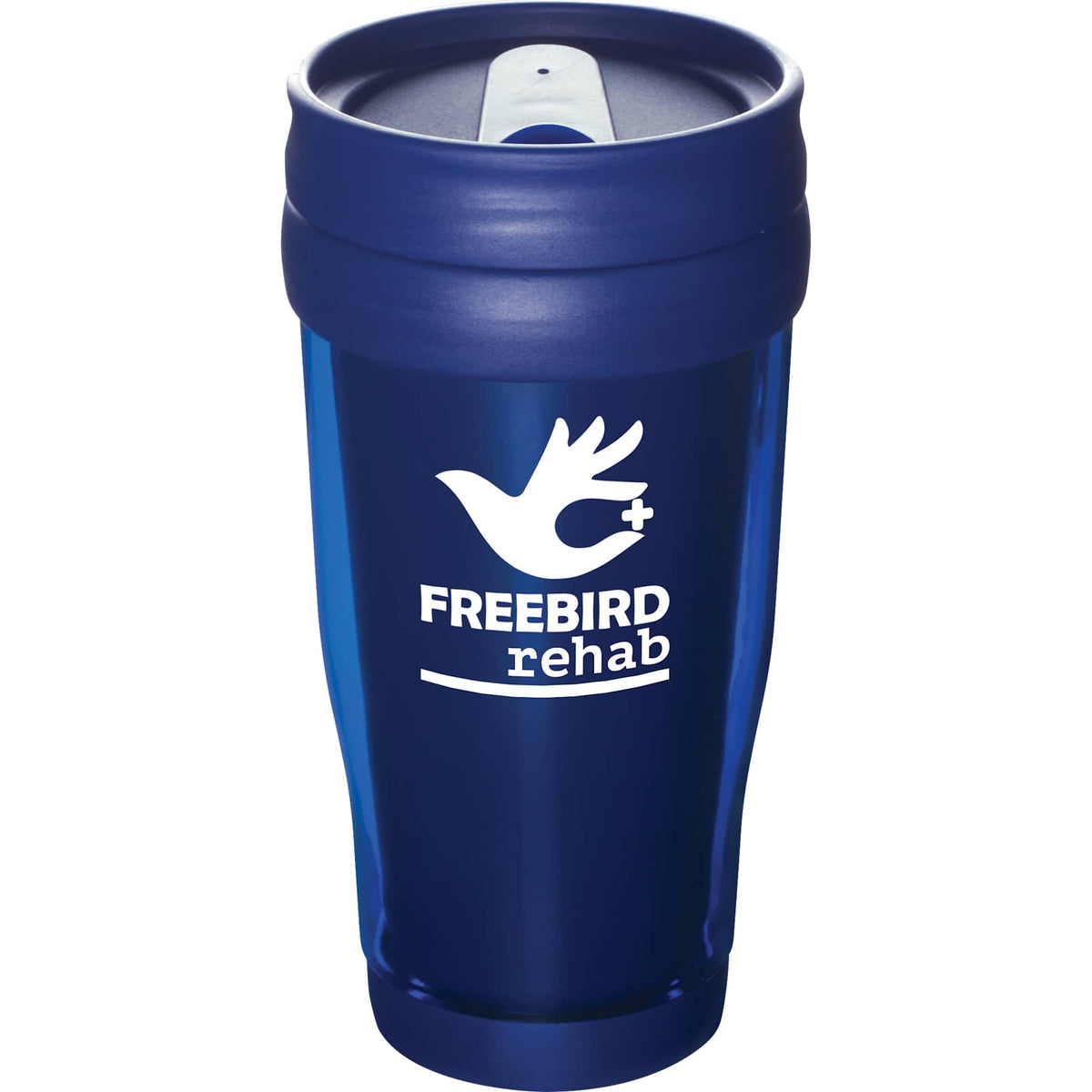 Columbia Double-Wall Plastic Tumbler, 16 oz - Transparent Blue - Front