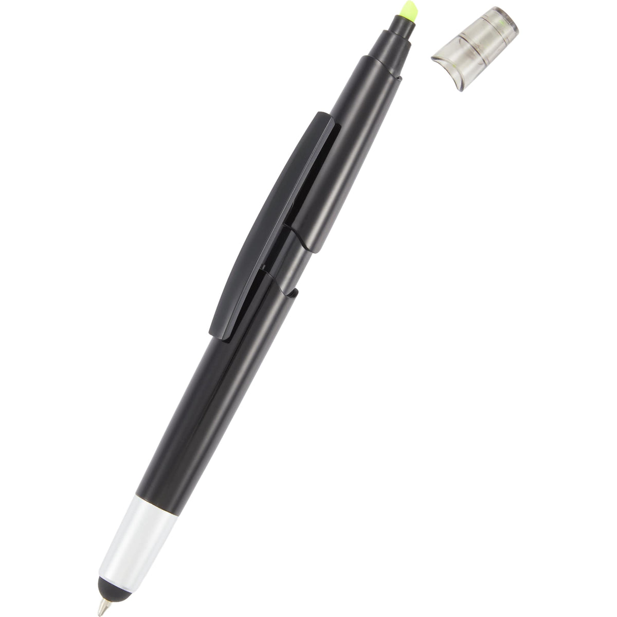 Combo Highlighter, Pen and Stylus in Recycled Plastic - Black - Detail 2