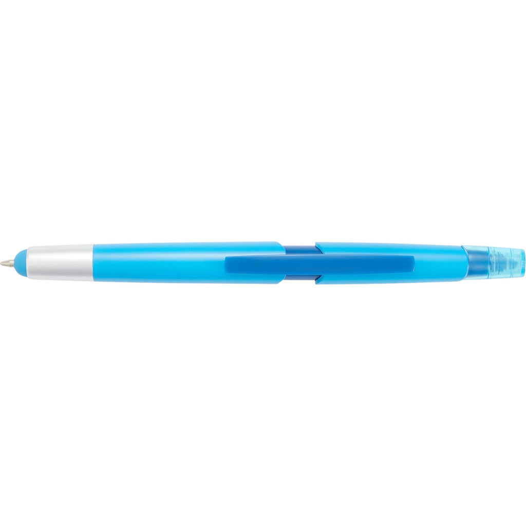 Combo Highlighter, Pen and Stylus in Recycled Plastic - Blue - Clip