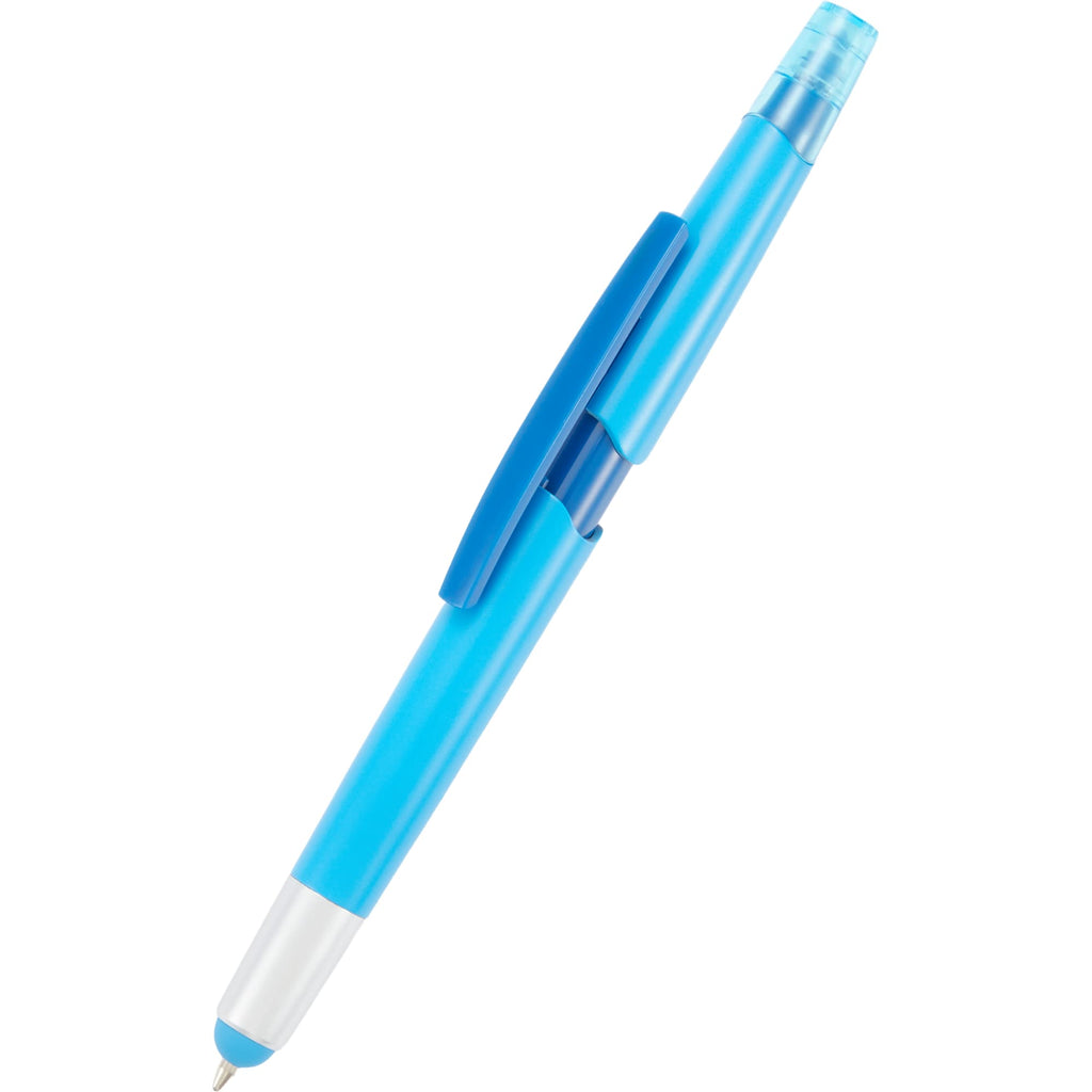 Combo Highlighter, Pen and Stylus in Recycled Plastic - Blue - Detail