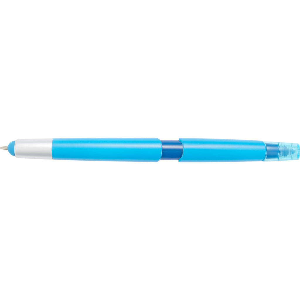 Combo Highlighter, Pen and Stylus in Recycled Plastic - Blue - Top