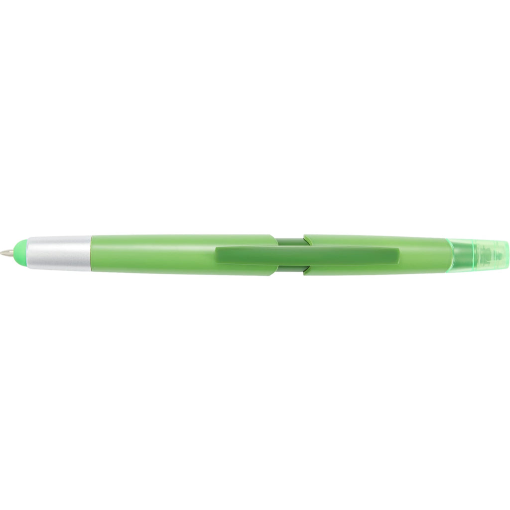 Combo Highlighter, Pen and Stylus in Recycled Plastic - Green - Clip