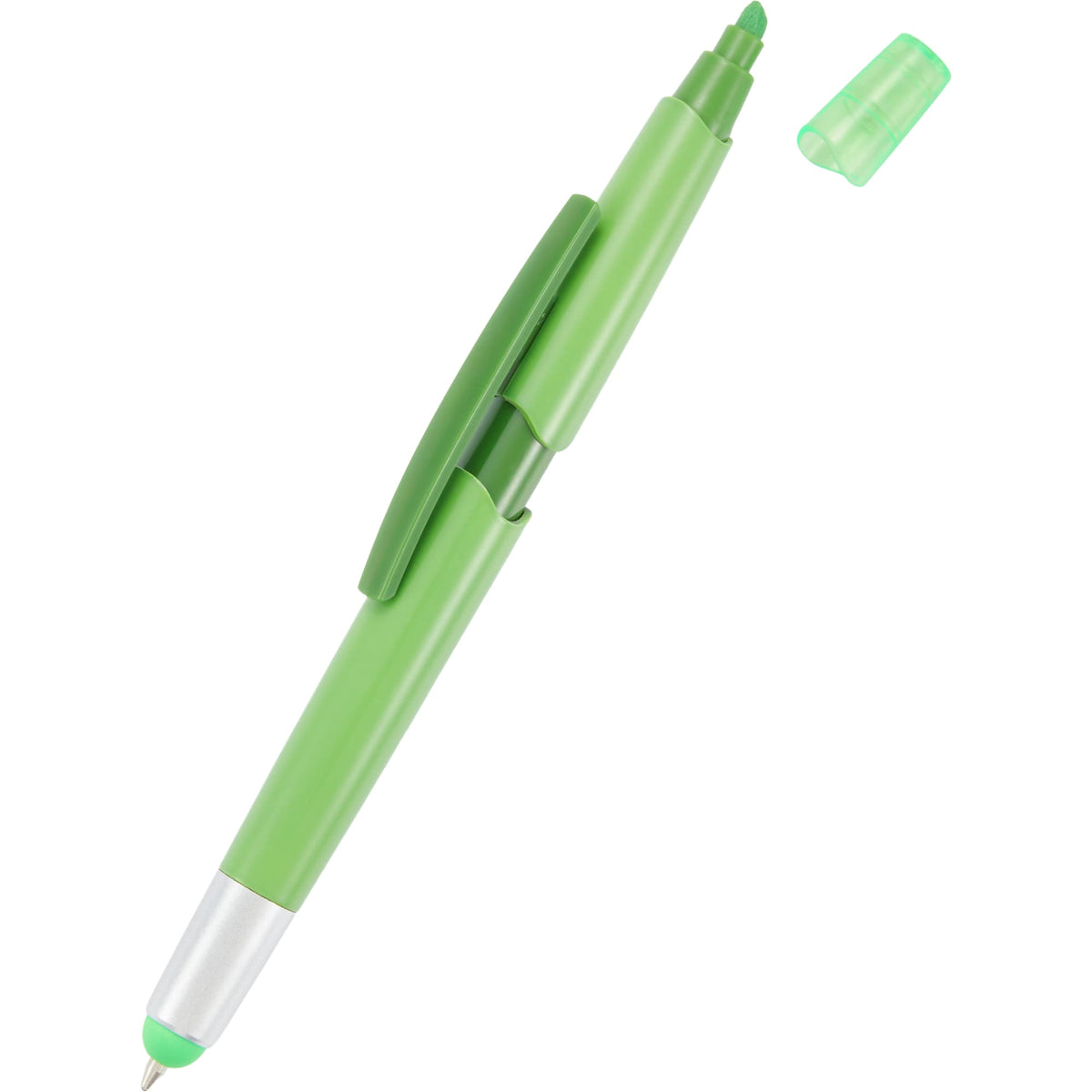 Combo Highlighter, Pen and Stylus in Recycled Plastic - Green - Detail 2