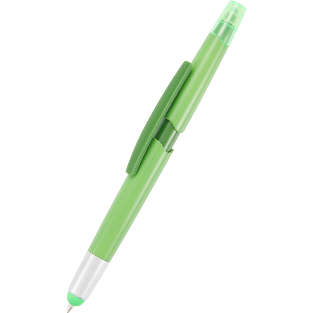 Combo Highlighter, Pen and Stylus in Recycled Plastic - Green - Detail