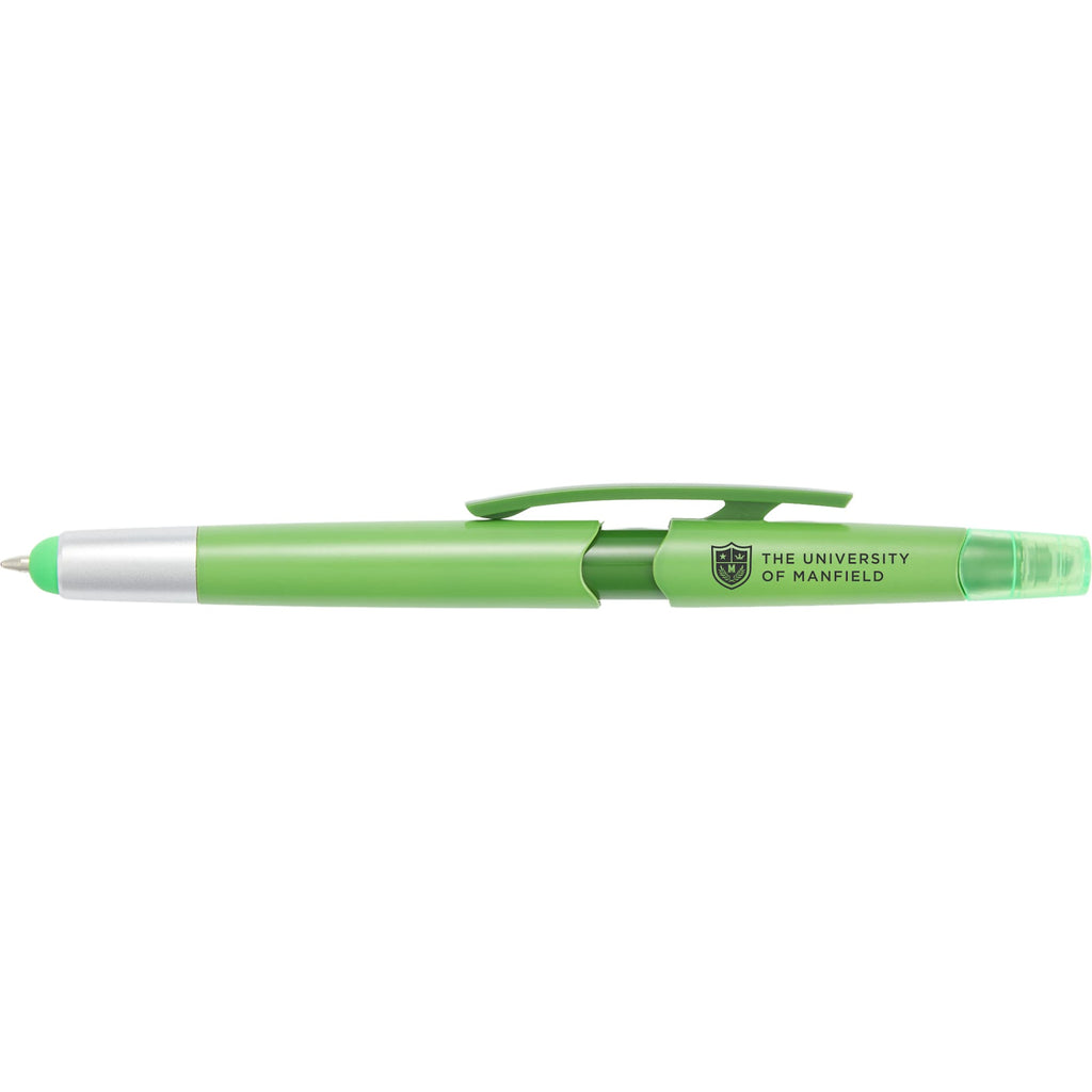 Combo Highlighter, Pen and Stylus in Recycled Plastic - Green - Front