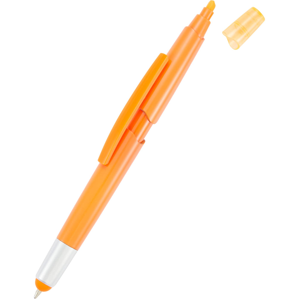 Combo Highlighter, Pen and Stylus in Recycled Plastic - Orange - Detail 2