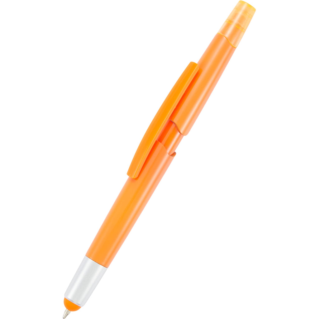 Combo Highlighter, Pen and Stylus in Recycled Plastic - Orange - Detail