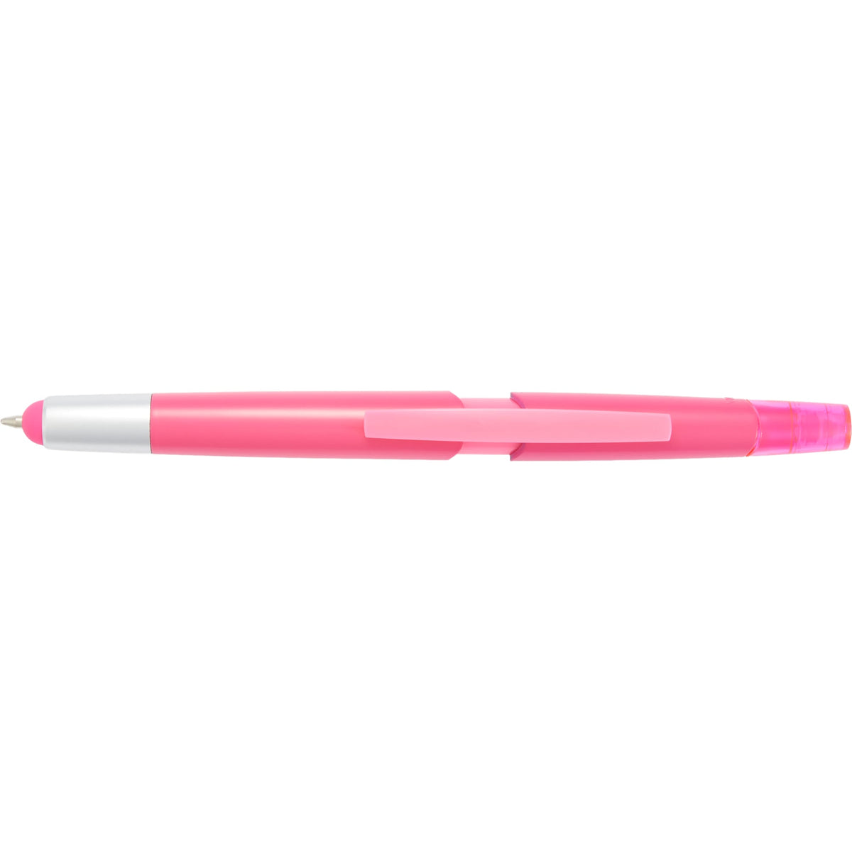 Combo Highlighter, Pen and Stylus in Recycled Plastic - Pink - Clip