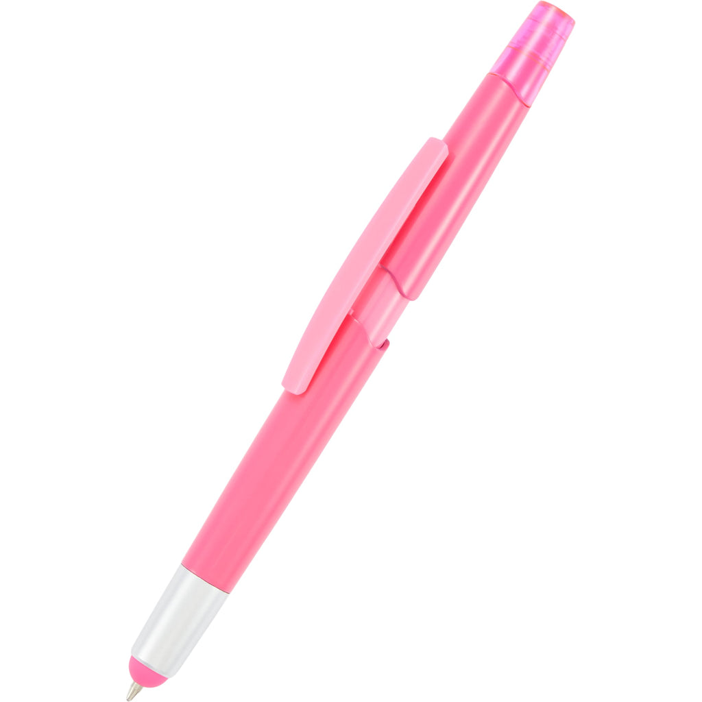 Combo Highlighter, Pen and Stylus in Recycled Plastic - Pink - Detail