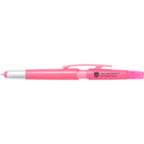 Combo Highlighter, Pen and Stylus in Recycled Plastic - Pink - Front