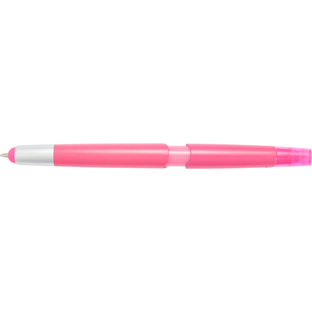 Combo Highlighter, Pen and Stylus in Recycled Plastic - Pink - Top