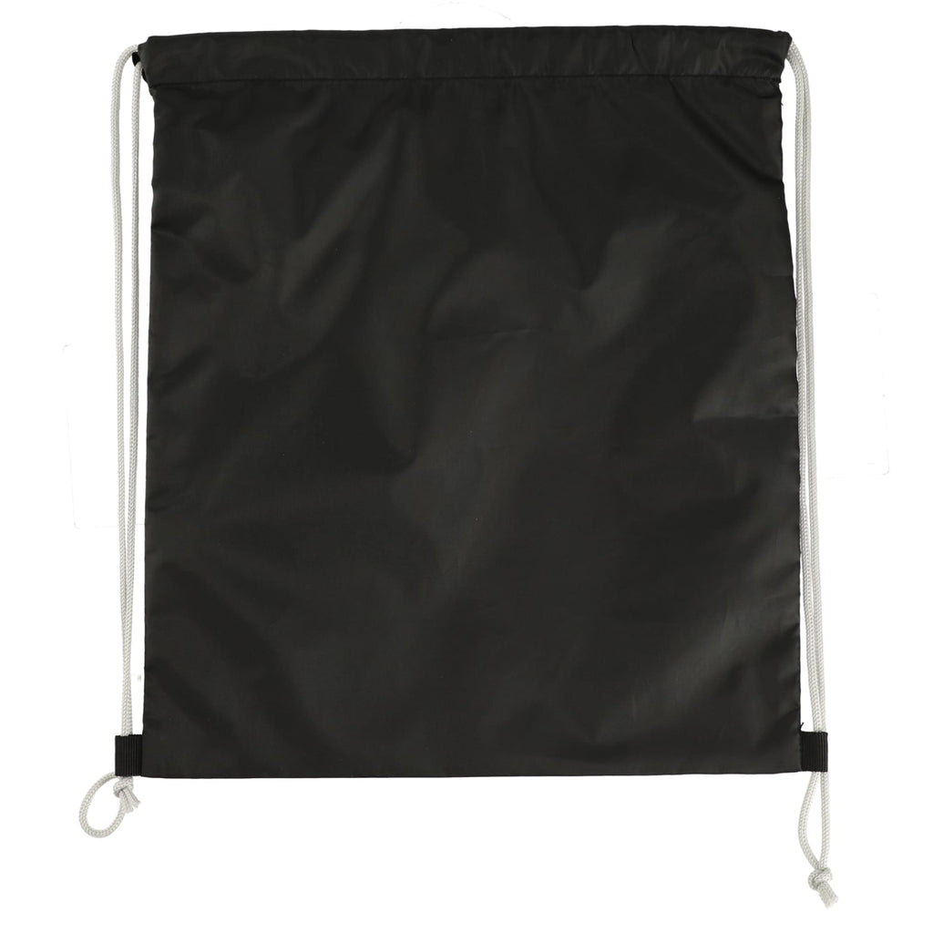 Combo Recycled Drawstring Bag with Key Ring Full Color - Black - Back