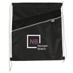 Combo Recycled Drawstring Bag with Key Ring Full Color - Black - Front