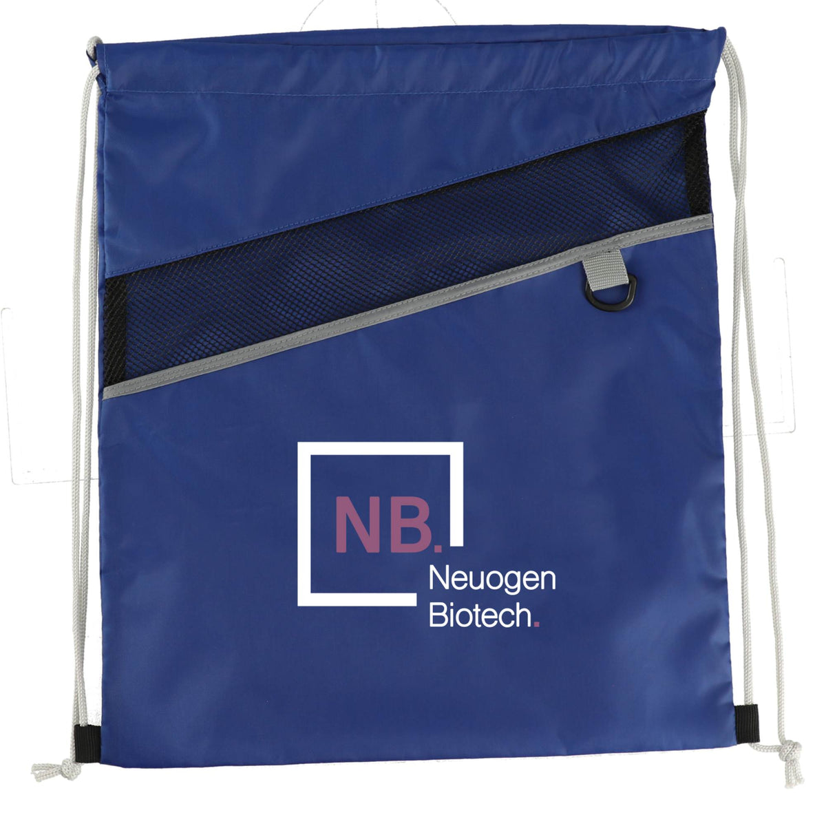 Combo Recycled Drawstring Bag with Key Ring Full Color - Royal - Front