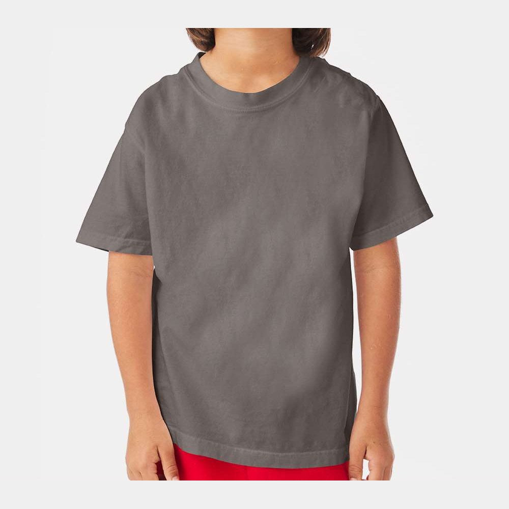 ComfortWash by Hanes Youth Garment-Dyed T-Shirt - Concrete Grey - On Model Front