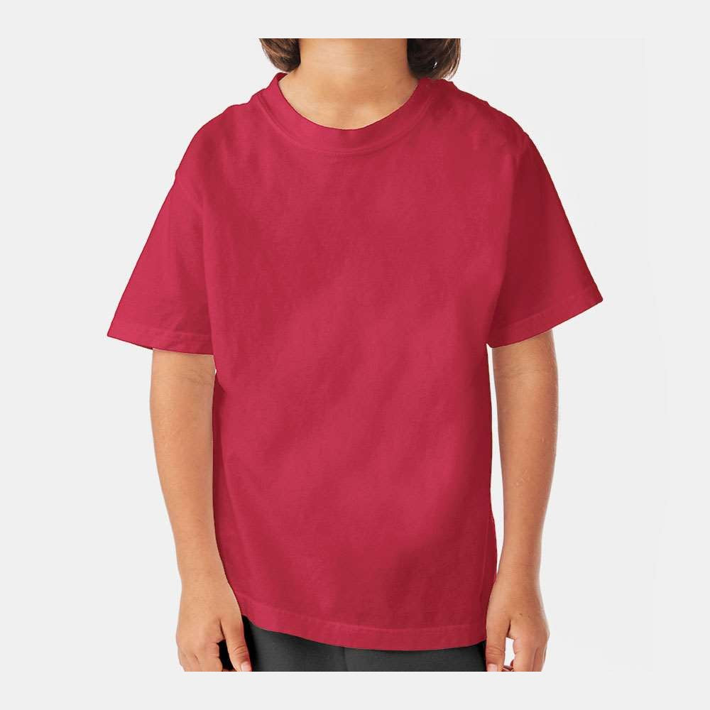 ComfortWash by Hanes Youth Garment-Dyed T-Shirt - Crimson Fall - On Model Front