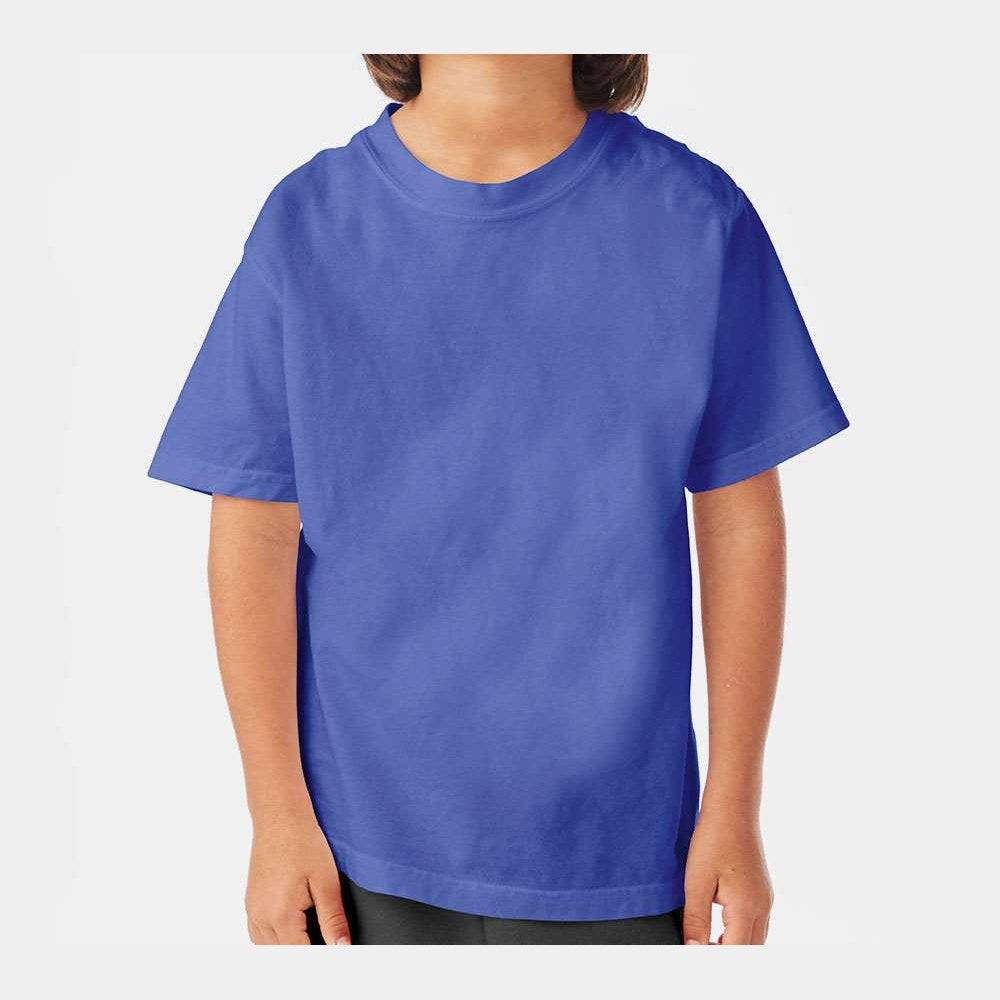 ComfortWash by Hanes Youth Garment-Dyed T-Shirt - Deep Forte Blue - On Model Front