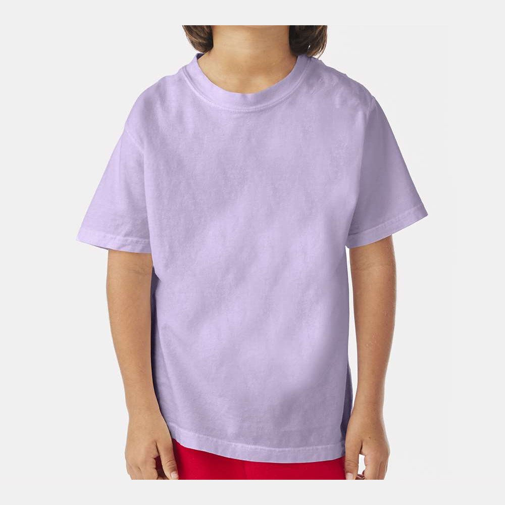 ComfortWash by Hanes Youth Garment-Dyed T-Shirt - Future Lavender - On Model Front