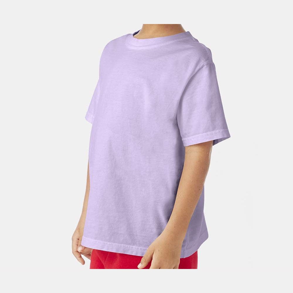 ComfortWash by Hanes Youth Garment-Dyed T-Shirt - Future Lavender - On Model Side