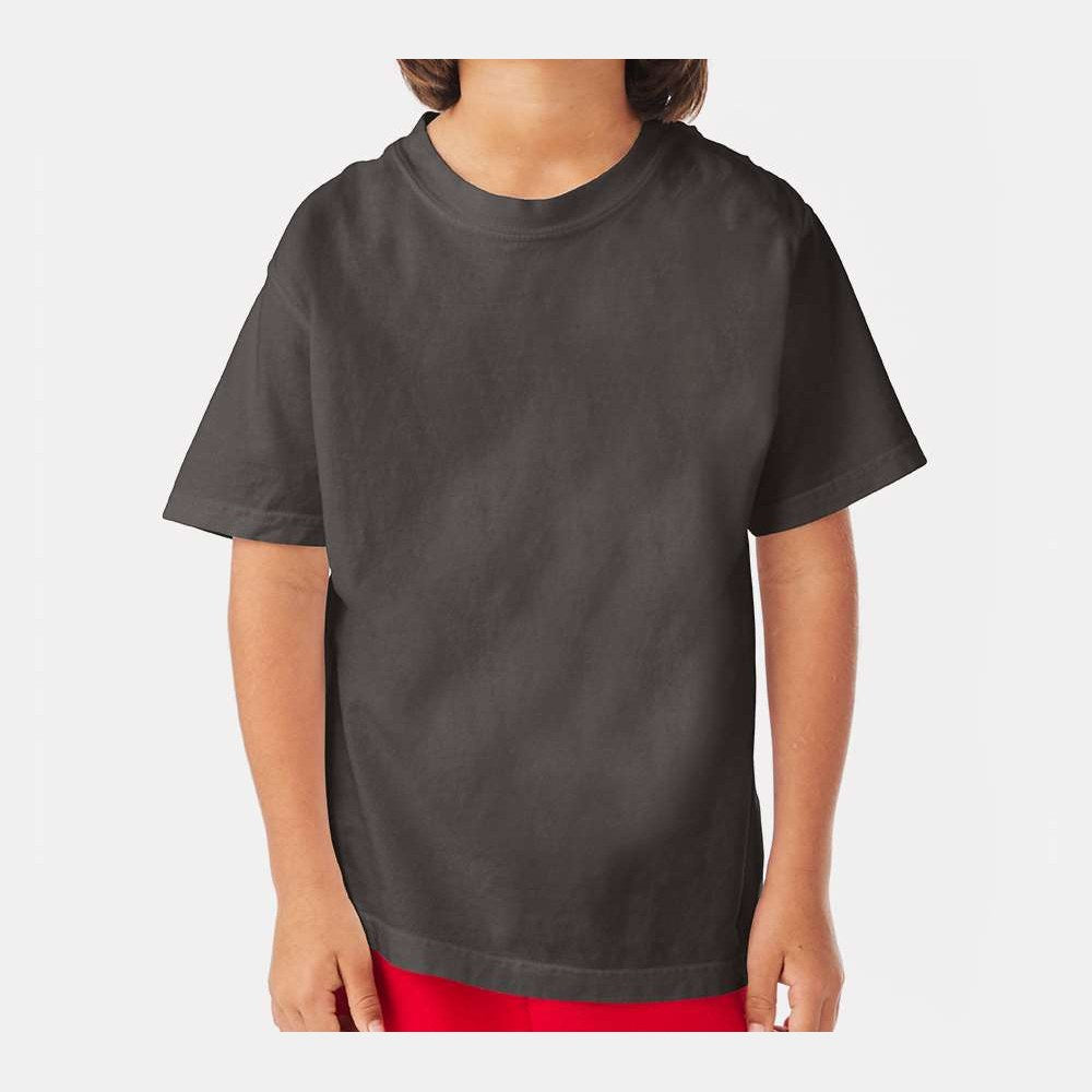 ComfortWash by Hanes Youth Garment-Dyed T-Shirt - New Railroad Grey - On Model Front