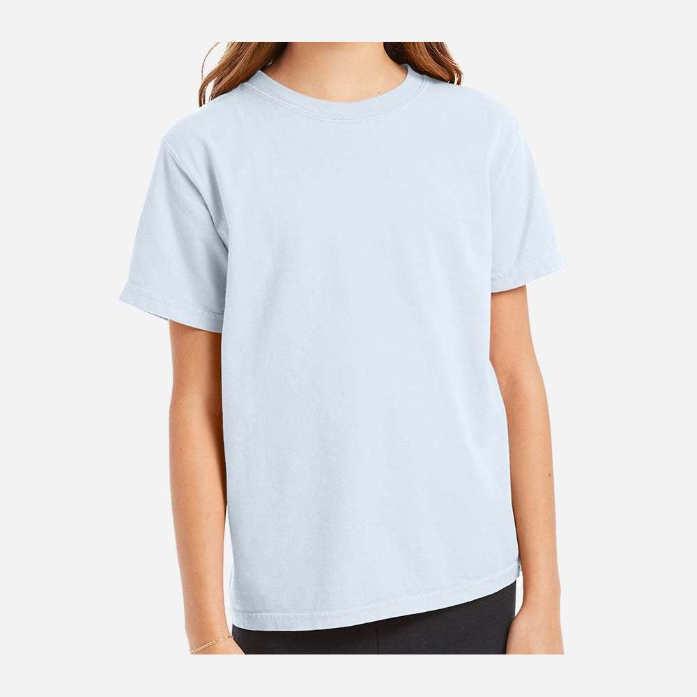 ComfortWash by Hanes Youth Garment-Dyed T-Shirt - Soothing Blue - On Model Front