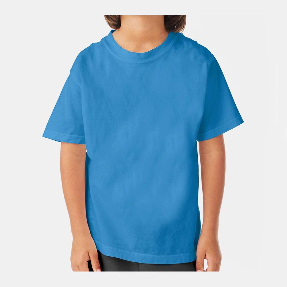 ComfortWash by Hanes Youth Garment-Dyed T-Shirt - Summer Sky Blue - On Model Front