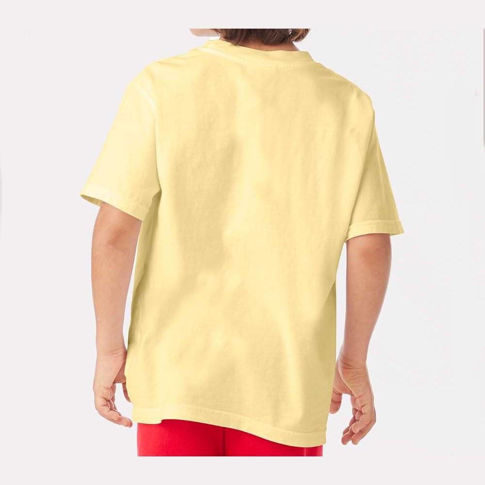 ComfortWash by Hanes Youth Garment-Dyed T-Shirt - Summer Squash Yellow - On Model Back