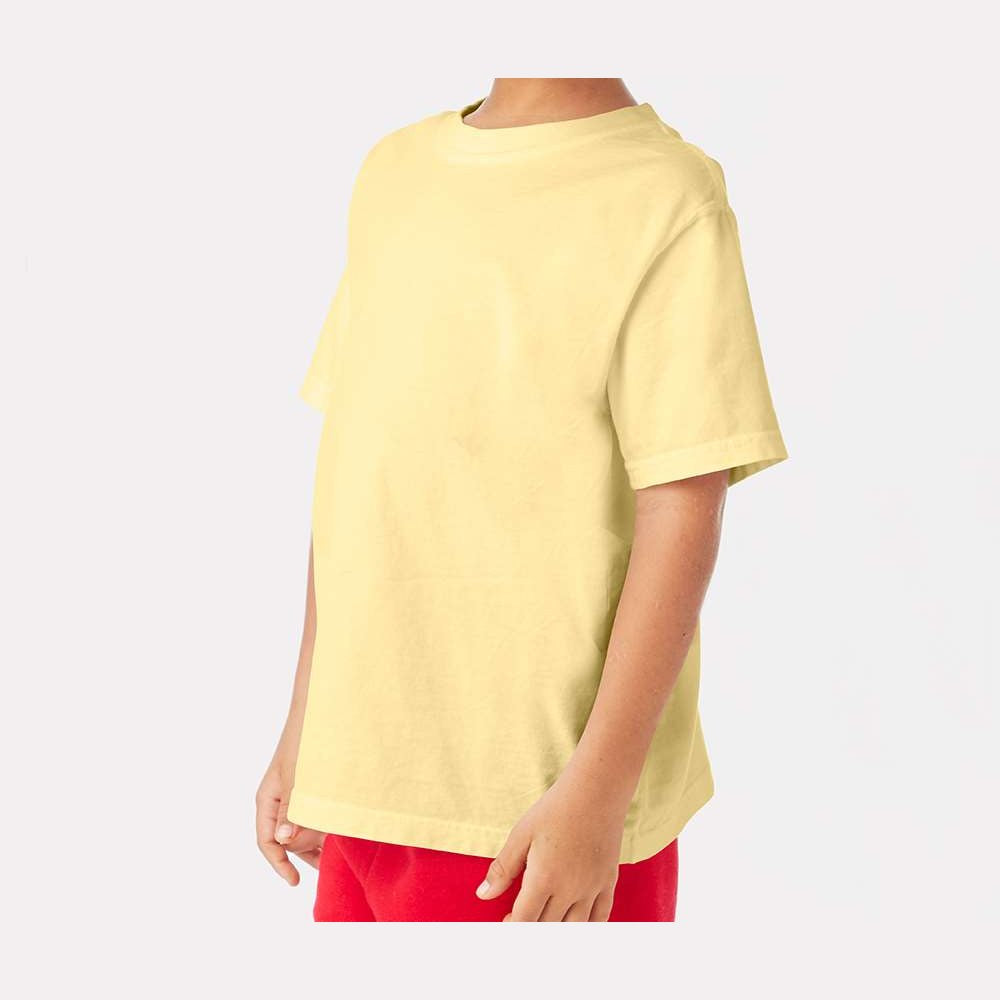 ComfortWash by Hanes Youth Garment-Dyed T-Shirt - Summer Squash Yellow - On Model Side